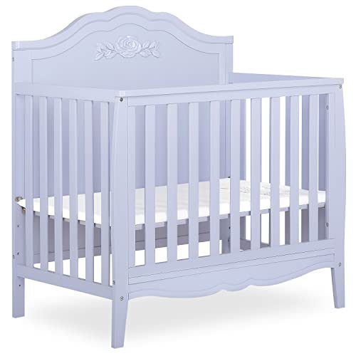 SweetPea Baby Rose 4-in-1 Convertible Mini Crib in Lavender, JPMA Certified Baby Crib, Non-Toxic Finish, New Zealand Pinewood, with 3 Mattress Height Settings from Dream On Me