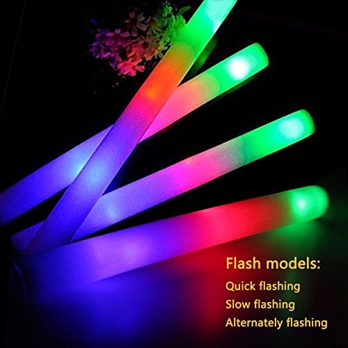 Bylaotrs 32 PCS Foam Glow Sticks Bulk,3 Modes Flashing LED Light Sticks Glow in The Dark Party Supplies Light Up Toys for Parties,Weddings,Concerts,Christmas,Halloween by 