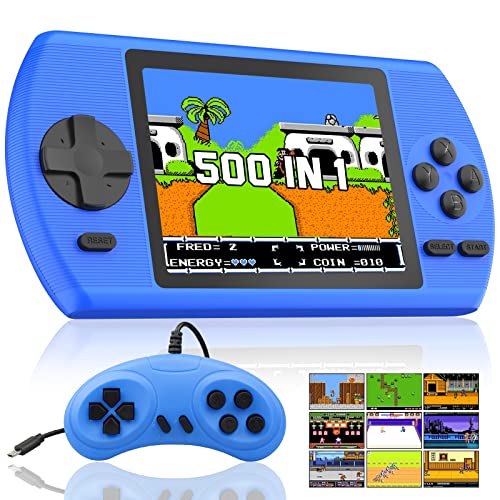 JAMSWALL Retro Handheld Game Console, Portable Retro Video Game Console with 400 Classical FC Games 2.8-Inch Screen 800mAh Rechargeable Battery Support for Connecting TV and Two Players(Blue) from JAMSWALL