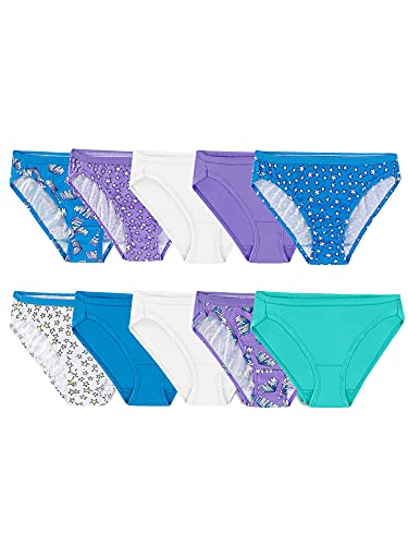 Fruit of the Loom Girls' Big Cotton Bikini Underwear, 10 Pack-Fashion Assorted, 8 by Fruit of the Loom