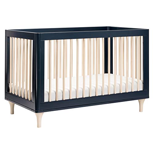 babyletto Lolly 3-in-1 Convertible Crib with Toddler Bed Conversion Kit in Navy/Washed Natural, Greenguard Gold Certified by DaVinci - DROPSHIP