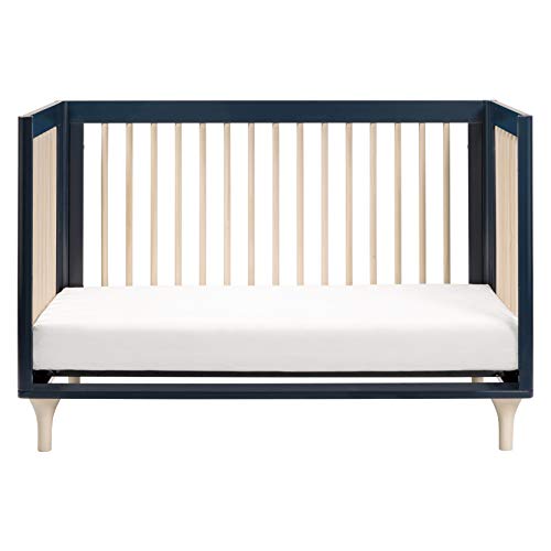 babyletto Lolly 3-in-1 Convertible Crib with Toddler Bed Conversion Kit in Navy/Washed Natural, Greenguard Gold Certified by DaVinci - DROPSHIP
