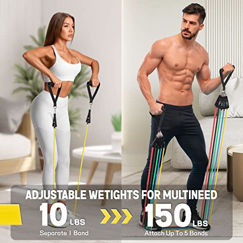 Resistance Band Set, Workout Bands for Men and Women, Exercise Bands with Door Anchor, Handles, Legs Ankle Straps for Muscle Training, Physical Therapy, Shape Body from AllvodesBands