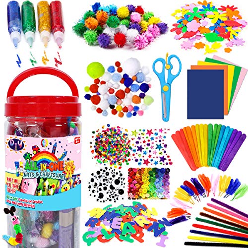 FunzBo Arts and Crafts Supplies for Kids - Craft Art Supply Kit for Toddlers Age 4 5 6 7 8 9 - All in One D.I.Y. Crafting School Kindergarten Homeschool Supplies Arts Set Christmas Crafts for Kids by FunzBo