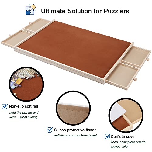 YISHAN Wooden Jigsaw Puzzle Board Table for 1000 Pieces with Drawers and Cover, Adjustable Puzzle Easel, Portable Tilting Puzzle Plateau for Adults and Children from USUN