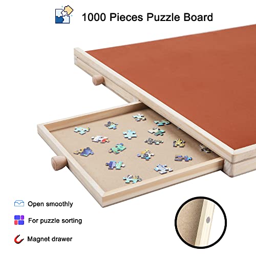 YISHAN Wooden Jigsaw Puzzle Board Table for 1000 Pieces with Drawers and Cover, Adjustable Puzzle Easel, Portable Tilting Puzzle Plateau for Adults and Children from USUN