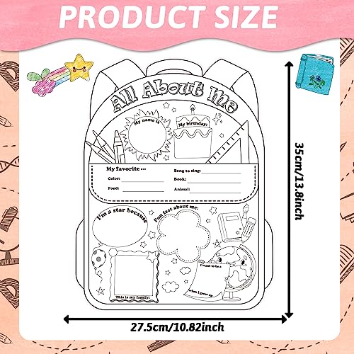 ZOIIWA 40 Schoolbag Read All About Me Posters Star Students Posters to Fill in for Kids Students Teachers All About Me Posters Decoration Elementary School Kindergarten Classroom Supplies by 