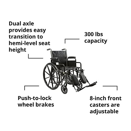 McKesson Wheelchair, Elevating Swing Away Foot Leg Rest, Desk Length Arms, 18 in Seat, 300 lbs Weight Capacity, 1 Count from McKesson Brand