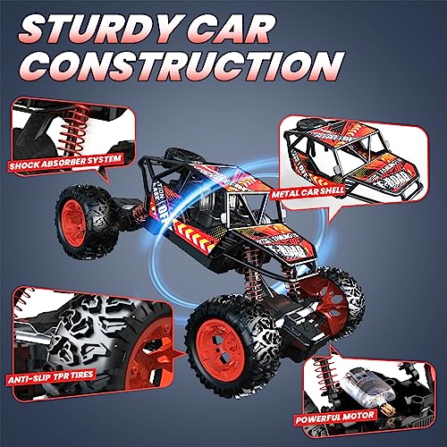 DEERC Remote Control Car with Metal Shell, 60+ Mins, 2.4G Remote Control Truck, RC Cars Crawler for Boys, RC Monster Trucks, Toy Vehicle Car Gift for Kids Adults Girls by Xiamen Huoshiquan Import & Export CO.,Ltd.