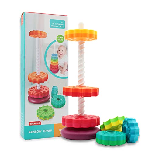 LBAIBB (1 PCS) Spinning Stacking Toys,Spin Toys ABS Plastic and Color Rainbow Design,Focus on Children Educational and Interactive Learning's Stack Toys, Suitable for Gifts for Boys and Girls by Lovebaby toy shop