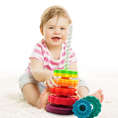 LBAIBB (1 PCS) Spinning Stacking Toys,Spin Toys ABS Plastic and Color Rainbow Design,Focus on Children Educational and Interactive Learning's Stack Toys, Suitable for Gifts for Boys and Girls by Lovebaby toy shop