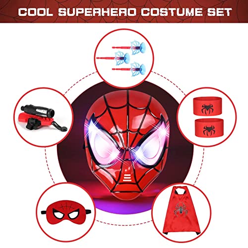 Licputalch Superhero Toys for boys 4-6 with Superhero Man Capes and LED Mask, Superhero Toys and Costume Gloves, Slap Bracelets and Climbing Man, Halloween Christmas Gifts for Kids from Licputalch