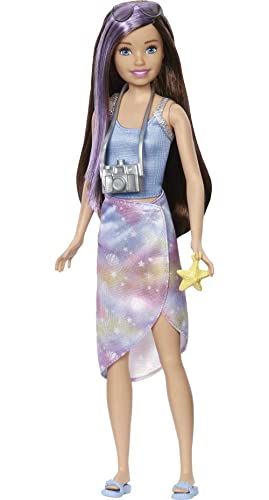 Barbie Mermaid Power Doll, Skipper with 10 Pieces Including Beachy Clothing, Mermaid Tail, Pet Butterfly & Accessories by Mattel