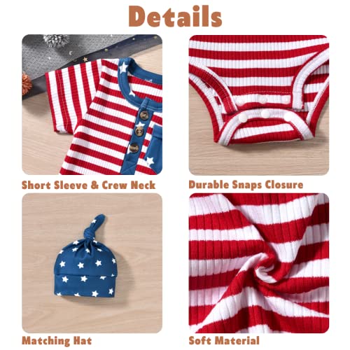 Aalizzwell Newborn Baby Boys 4th of July Clothes 1st Independence Day Outfit American Flag Clothing NB USA Patriotic Stars Stripes from 