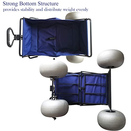 CRESTWALKER 250 lb Capacity Folding Beach Wagon with Big Balloon Wheels for Sand, Heavy Duty Collapsible Cart with Large 13" Polyurethane Tires by CRESTWALKER