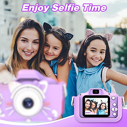 Goopow Kids Camera Toys for 3-8 Year Old Girls,Children Digital Video Camcorder Camera with Cartoon Soft Silicone Cover, Best Christmas Birthday Festival Gift for Kids - 32G SD Card Included from Goopow