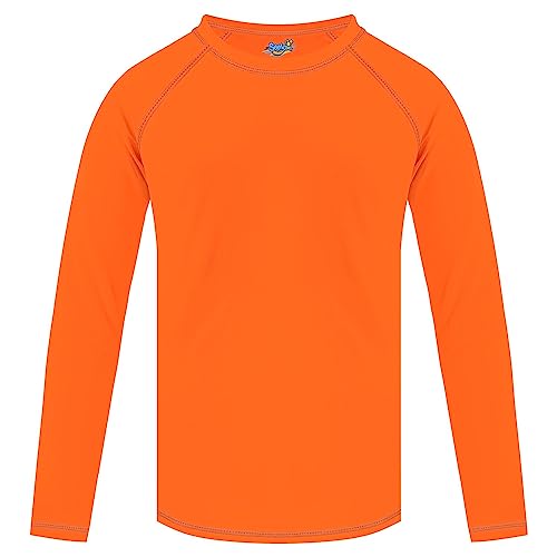 Boys Rash Guard Orange Swim Shirt Long Sleeve for Toddler Kids 7-8Y Rashguard Water Shirt UPF+ 50 Swimming Shirt by 