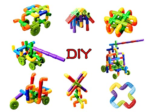 Pualsol 72PCS STEM Building Toys for Kids Ages 4.Connecting Building Toys Toddlers 3-5.Educational Toddler Toy Kit.Sensory Toys Creative Tube Locks Construction Set for Boy&Girls by Pualsol
