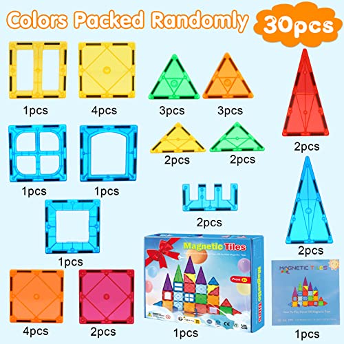 Magnetic Tiles Building Blocks for 3 4 5 6 7 8+ Years Old Boys Girls Colorful Magnet Stacking Toys Birthday Gift for Toddlers STEM Preschool Educational Construction Tiles Set for Kids Age 3-5 from Mruikeny