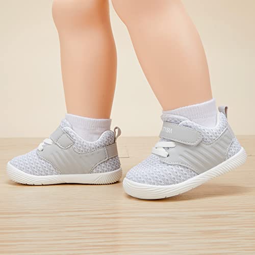 BMCiTYBM Baby Shoes Boy Girl Walking Shoes Breathable Sneakers Infant First Walker Shoes 6 9 12 18 24 Months Grey Size 12-18 Months Infant from 