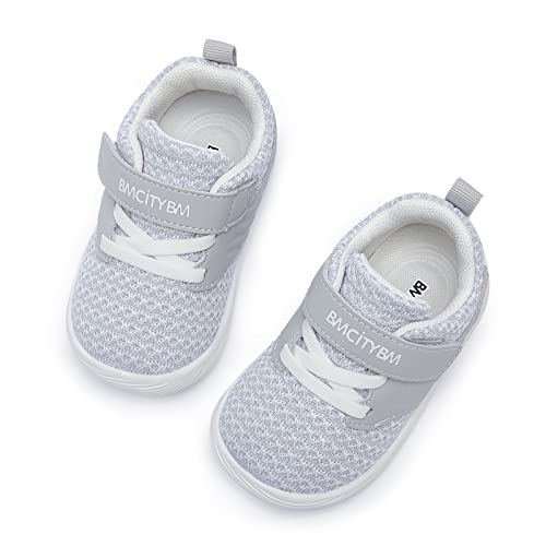 BMCiTYBM Baby Shoes Boy Girl Walking Shoes Breathable Sneakers Infant First Walker Shoes 6 9 12 18 24 Months Grey Size 12-18 Months Infant from 