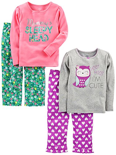 Simple Joys by Carter's Baby Girls' Toddler 4 Piece Pajama Set, Owl/Floral, 3T by Carter's Simple Joys -Private Label -Vendor Flex CRI
