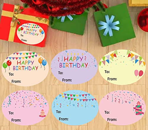 Happy Birthday Gift Tags Present Stickers 1.5 x 2 Inch Happy Birthday to from Labels - Valentine's Day Festival Birthday Stickers for Kids Party Favors Envelope Packages Seals 6 Designs 300 Pcs from Well Tile