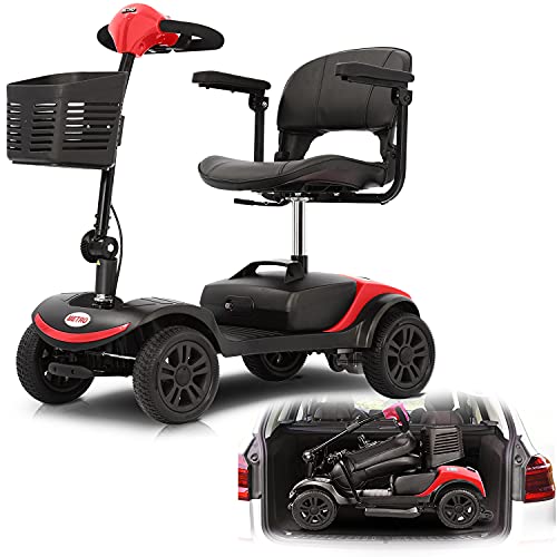 4 Wheel Mobility Scooter, Electric Powered Wheelchair Device, Compact Heavy Duty Mobile with Basket for Gravida, Foldable in Boot Trunk for Traveling with Seniors from TKEEAC