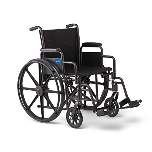 Medline Strong and Sturdy Wheelchair with Desk-Length Arms and Swing-Away Leg Rests for Easy Transfers, 18â Seat from Medline Industries Healthcare