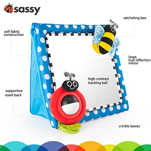 Sassy Tummy Time Floor Mirror | Developmental Baby Toy | Newborn Essential for Tummy Time | Great Shower Gift from Sassy Baby, Inc.