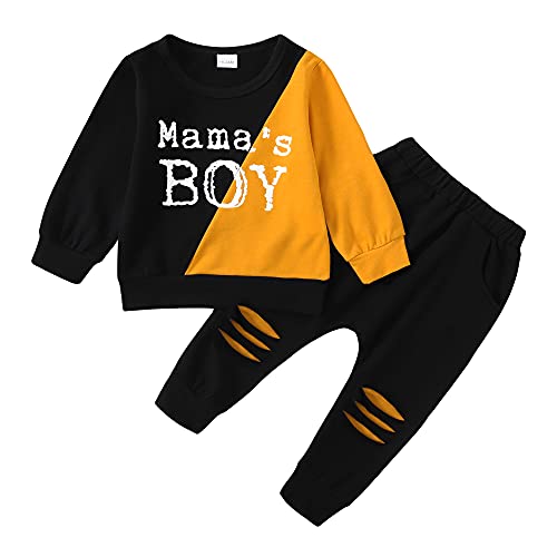 18 Months Boy Clothes Toddler Baby Boy Clothes Long Sleeve Mamas Boy Sweatshirt Cotton Sweatsuit Outfit Set Fall Winter Boy Clothes 18-24 Months Orange by 