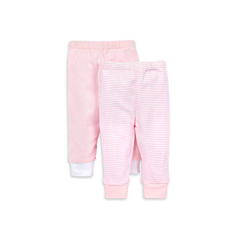 Burt's Bees Baby unisex baby Pants, of 2 Lightweight Knit Infant Bottoms, 100% Organic Cotton and Toddler Layette Set, Blossom Solid/Stripes, 0-3 Months US from Burt's Bees Baby