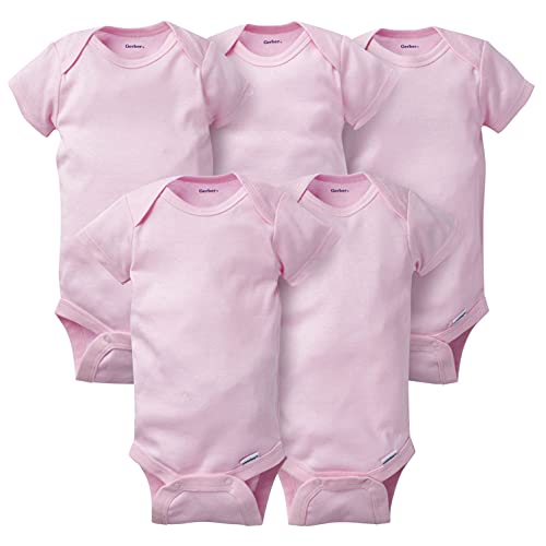 Gerber Baby 5-pack Solid Onesies Bodysuits, Pink, 0-3 Months by Gerber