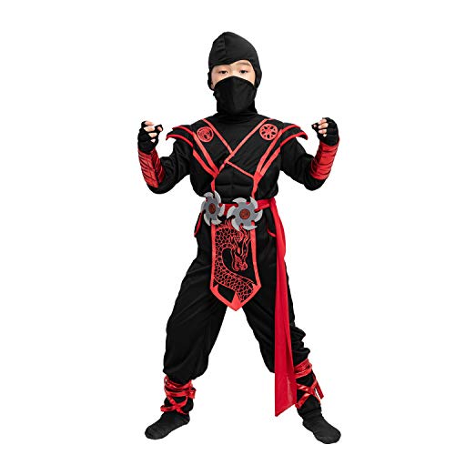 Ninja Dragon Red Costume Outfit Set for kids Halloween Dress Up Party (X-Large(12-14 yr)) from JOYIN Inc