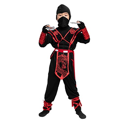 Ninja Dragon Red Costume Outfit Set for kids Halloween Dress Up Party (X-Large(12-14 yr)) from JOYIN Inc