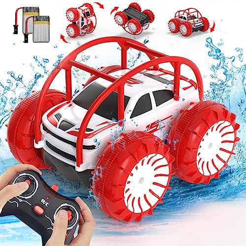 Remote Control Car, RC Cars Amphibious Land & Water Toy Off-Road RC Boat, 360Â°Flip Rotation Stunt Car with Sidelights for Toddlers 3 4 5 6 7 8 9 10 11 12 Years Kids Boys Girls from MaxTronic