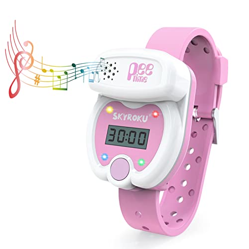 SKYROKU Silicone Kids Potty Training Timer Watch with Flashing Lights and Music Tones, Toddler Toilet Training Aid - Water Resistant (Pink) from SKYROKU