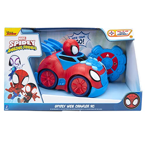 Spidey and His Amazing Friends Web Crawler RC - Remote-Controlled Vehicle - Features Built-in Super Hero with 4 Controller Functions by Jazwares, LLC