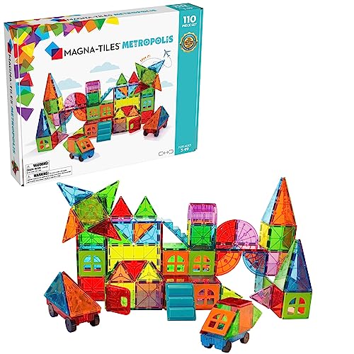 Magna Tiles Metropolis Set, The Original Magnetic Building Tiles for Creative Open-Ended Play, Educational Toys for Children Ages 3 Years + (110 Pieces) from Valtech LLC