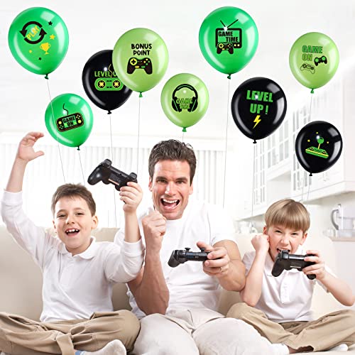 Video Game Party Balloons Set Game Birthday Party Balloons Game Theme Balloons Decorations Gaming Black Green Latex Balloons for Teens Player Birthday Party Supplies, 36 Pieces (Green) by Aoriher