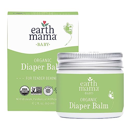 Organic Diaper Balm by Earth Mama Safe Calendula Cream to Soothe and Protect Sensitive Skin, Non-GMO Project Verified, 2-Fluid Ounce by Earth Mama Angel Baby