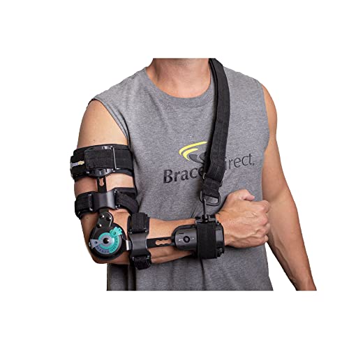 Medical Prescription Elbow Brace PDAC Approved L3760 Hinged Range of Motion with Shoulder Sling Stabilizer for Post-Op, Surgery Recovery, Ligament and Tendon Repairs and Dislocation by Brace Align by Brace Align