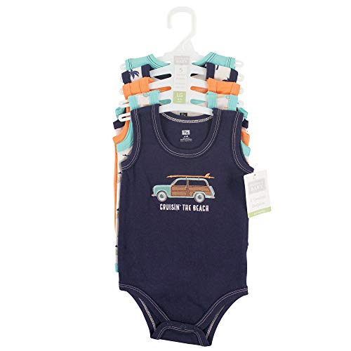 Hudson Baby Unisex Baby Cotton Sleeveless Bodysuits, Surf Car, 12-18 Months from Hudson Baby