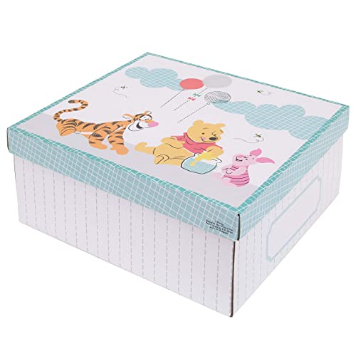 Disney Winnie The Pooh First Best Friend 4 Piece Nursery Crib Bedding Set, Aqua/Grey/White/Red from Crown Crafts Inc