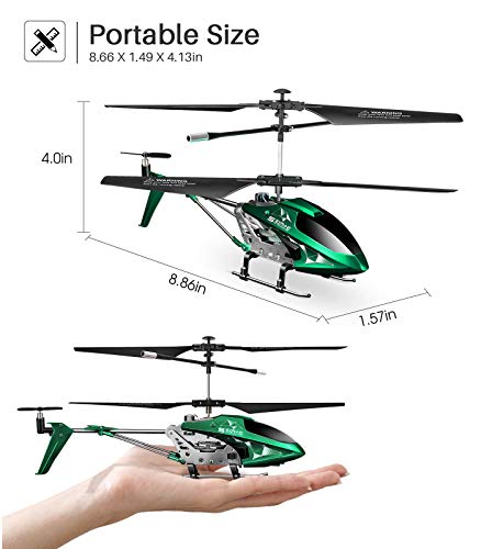 Remote Control Helicopter, S107H-E Aircraft with Altitude Hold, One Key take Off/Landing, 3.5 Channel, Gyro Stabilizer and High &Low Speed, LED Light for Indoor to Fly for Kids and Beginners(Green) by SYMA