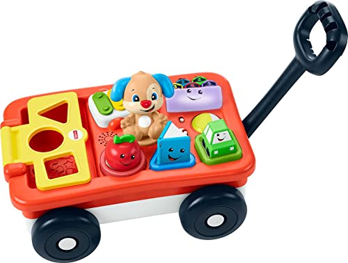 Fisher-Price Laugh & Learn Pull & Play Learning Wagon, pull-toy wagon with music, lights, and learning songs for babies & toddlers ages 6-36 months [Amazon Exclusive] from Fisher-Price