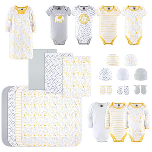 The Peanutshell Newborn Layette Gift Set for Baby Boys or Girls | 23 Piece Gender Neutral Newborn Clothes & Accessories Set | Safari Themed from 