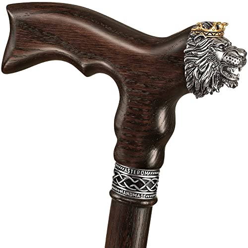 Unique Wooden Walking Cane for Men - Lion King - Carved Wood Canes Unusual Walking Stick by Asterom