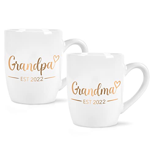 Pregnancy Announcement Gifts for Grandparents, Grandma Grandpa Est 2022, New Grandparents Gifts, Promoted Grandpa Grandma Mug, Christmas Gifts for First Time Grandparents, 12 Oz from 