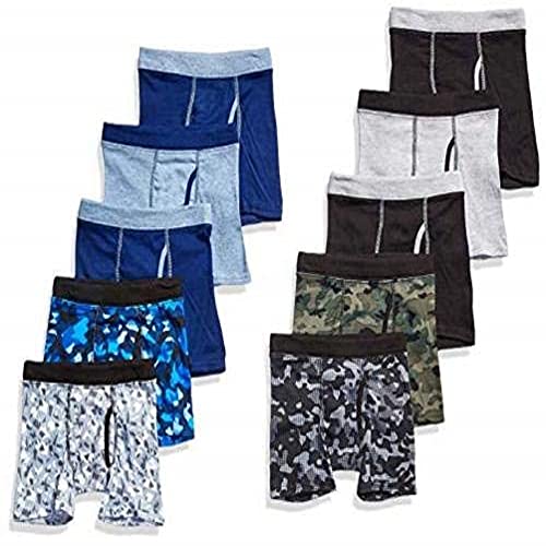 Hanes Boys' ComfortSoft Waistband Boxer Briefs 10-Pack, Assorted Prints & Solids, X Large by Hanes
